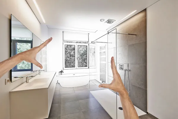 A layout of a bathroom