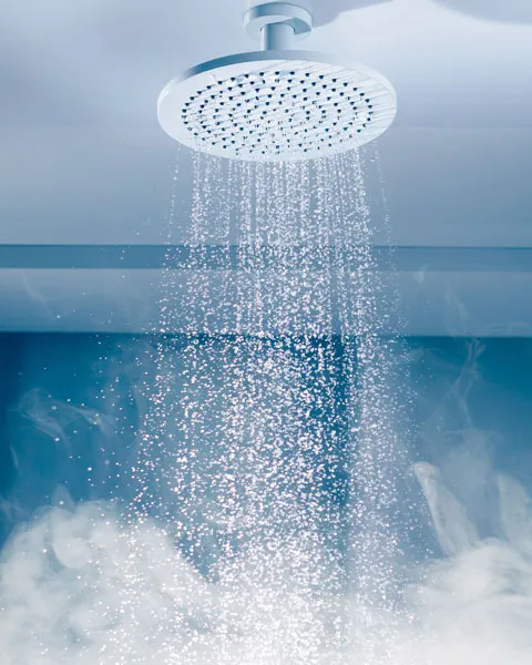 How water is pouring from a shower