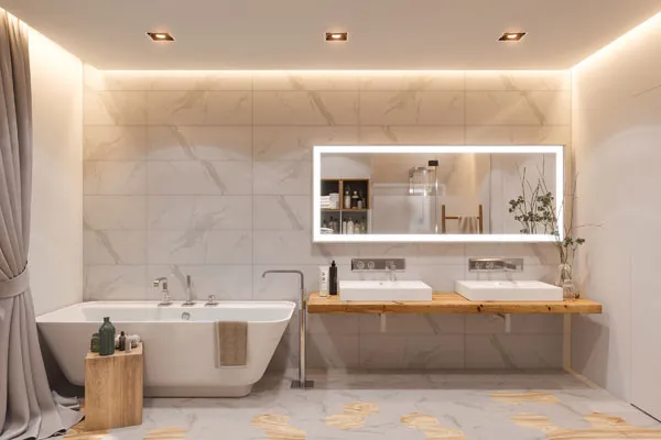 A white wall bathroom with proper lightning