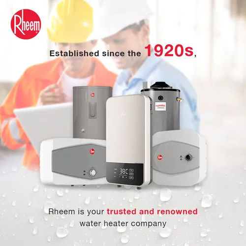A banner showcasing rheem’s water heaters